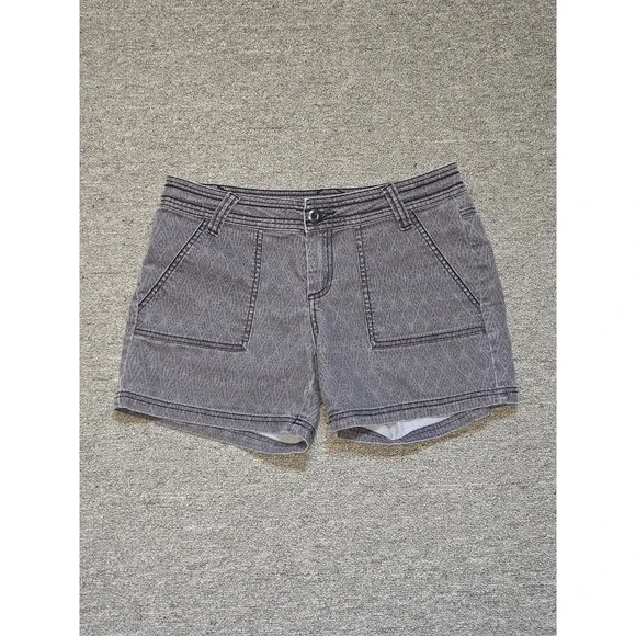 Prana Denim Shorts Womens SIZE 4 Tess Gray Diamond Lightweight Organic Cotton - Picture 1 of 10